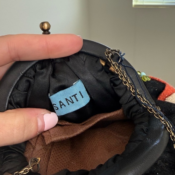 Embroidered Floral Black Clutch - Picture 2 of 2